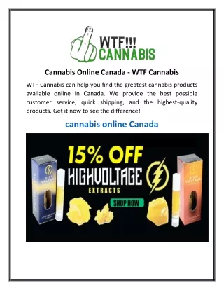 Cannabis Online Canada  WTF Cannabis
