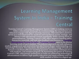 Learning Management System In Mumbai – Training Central