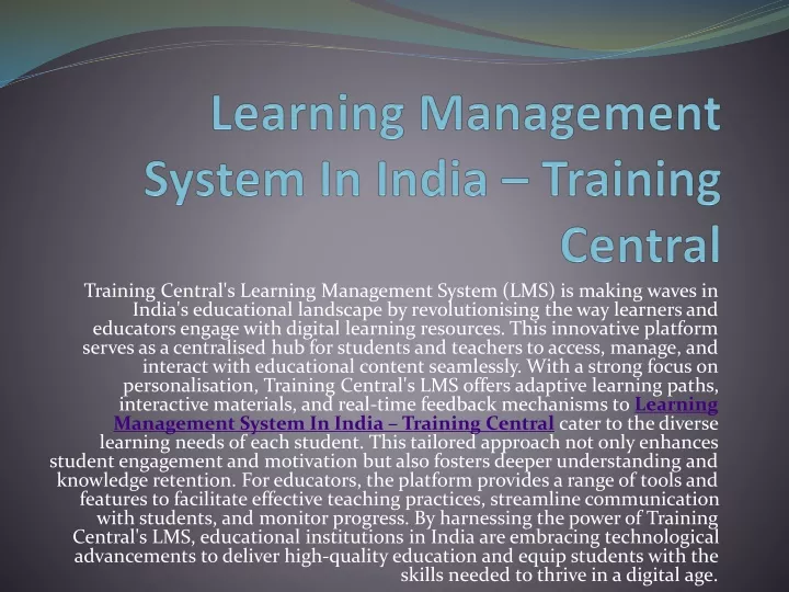 learning management system in india training central