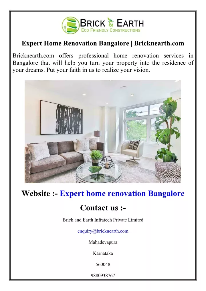 expert home renovation bangalore bricknearth com