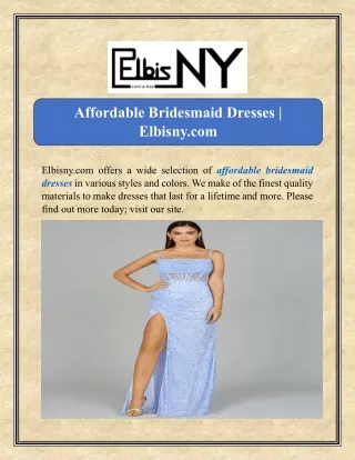 Affordable Bridesmaid Dresses | Elbisny.com