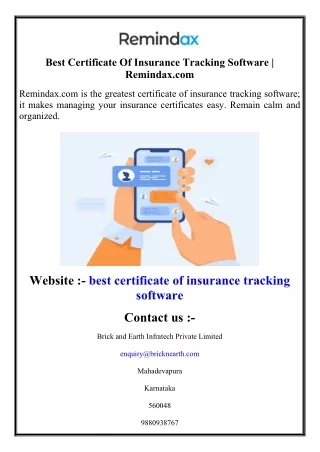 Best Certificate Of Insurance Tracking Software  Remindax.com