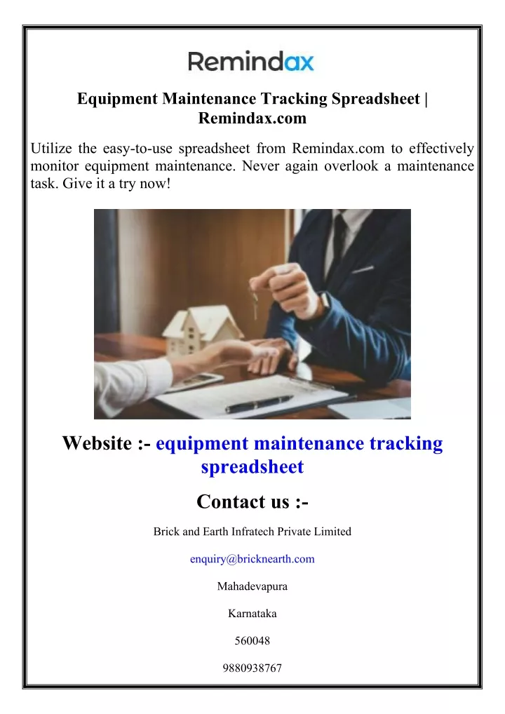 equipment maintenance tracking spreadsheet
