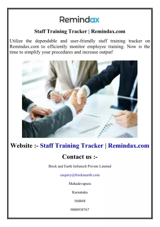 Staff Training Tracker  Remindax.com