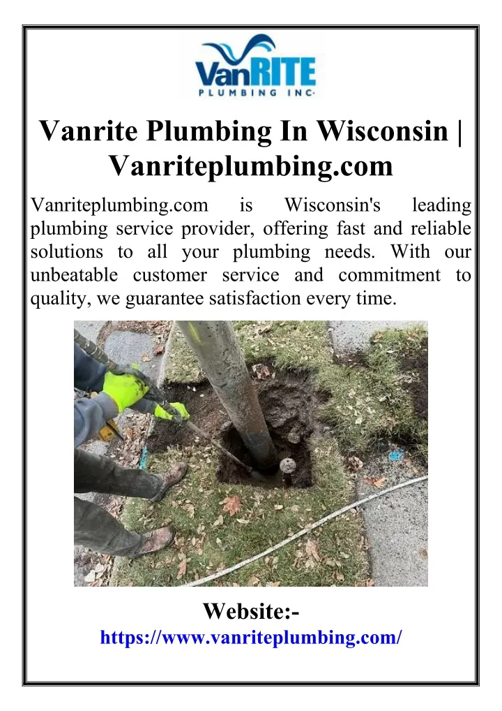 vanrite plumbing in wisconsin vanriteplumbing com