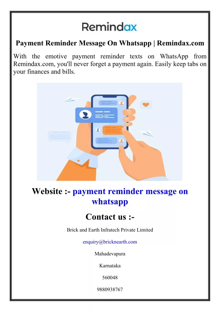 payment reminder message on whatsapp remindax com