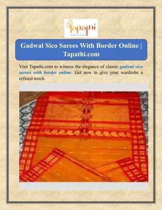 Gadwal Sico Sarees With Border Online | Tapathi.com