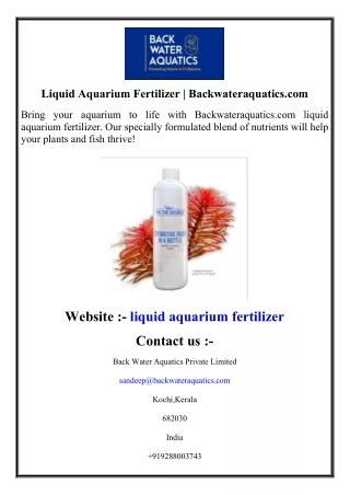 Liquid Aquarium Fertilizer  Backwateraquatics.com