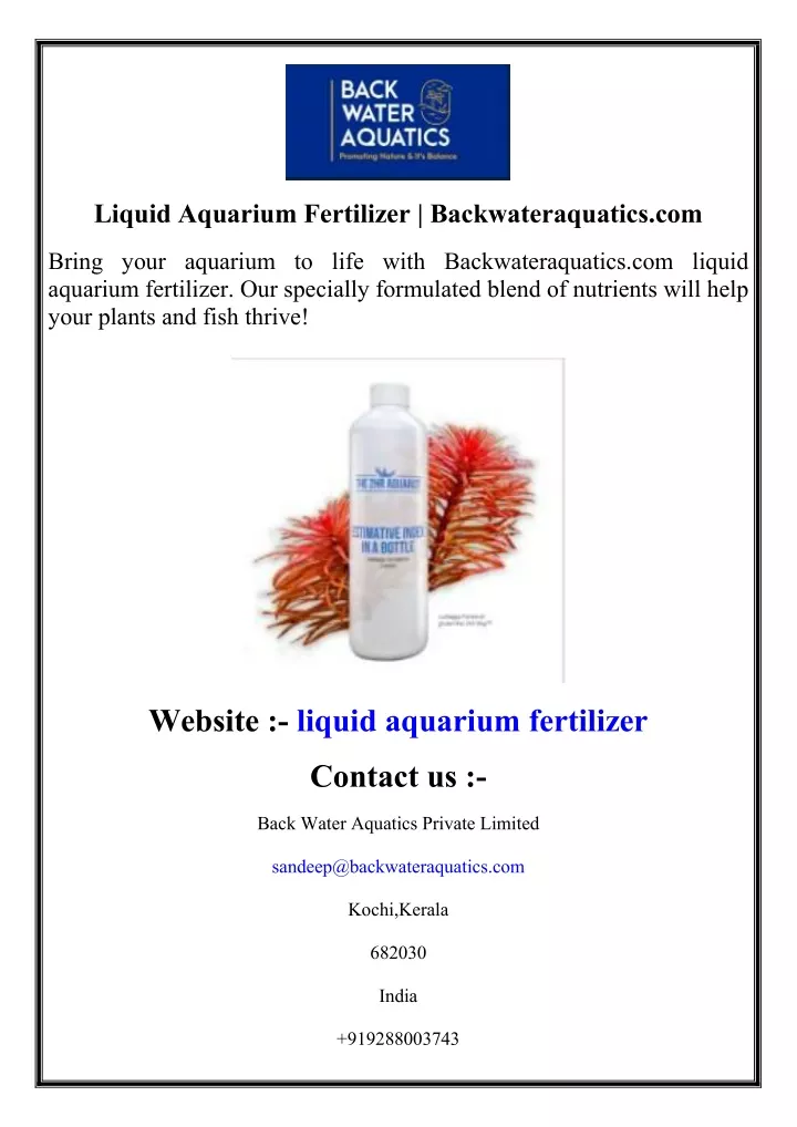 liquid aquarium fertilizer backwateraquatics com