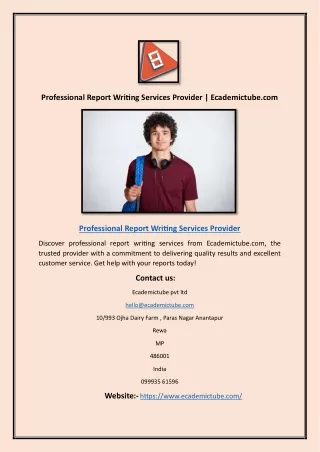 Professional Report Writing Services Provider | Ecademictube.com