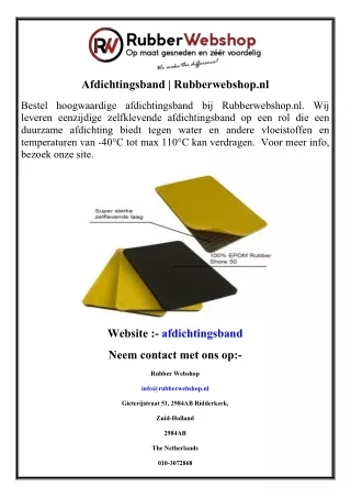 Afdichtingsband  Rubberwebshop.nl