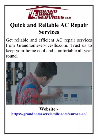 Quick and Reliable AC Repair Services