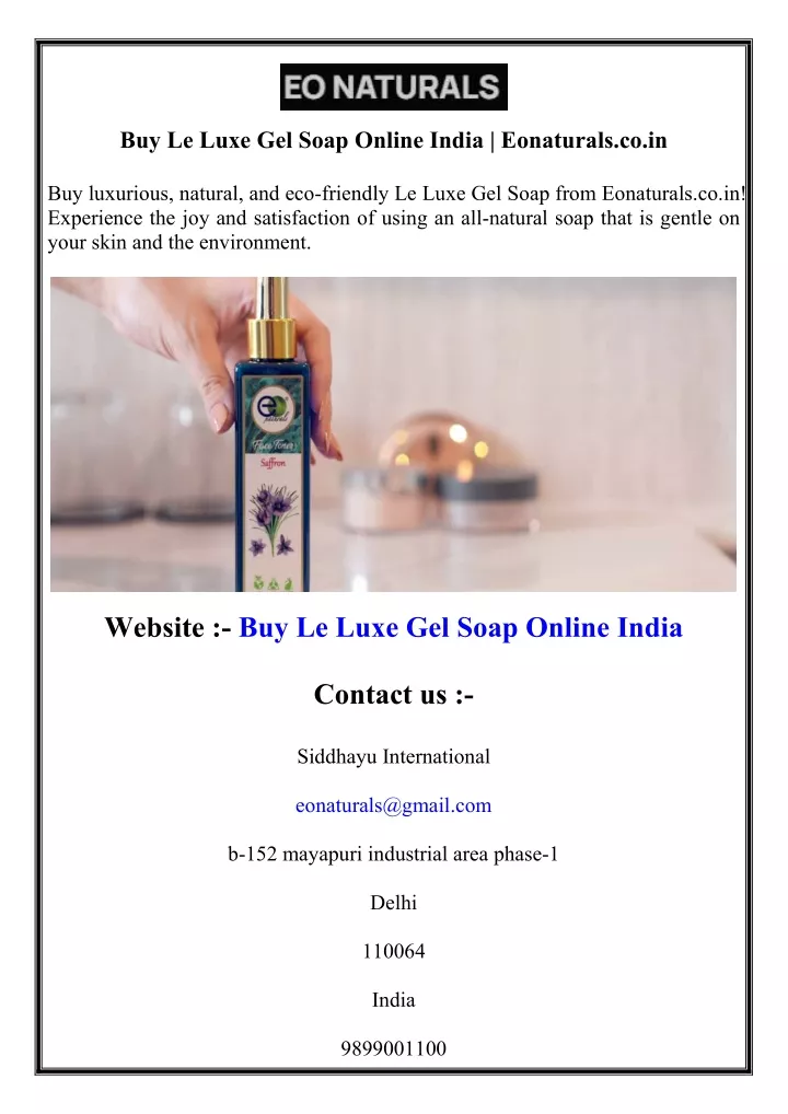 buy le luxe gel soap online india eonaturals co in