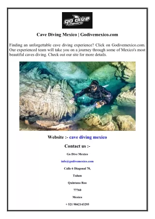 Cave Diving Mexico  Godivemexico.com