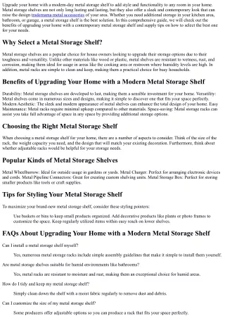 upgrade your home with a modern day metal storage