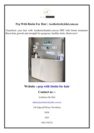 Prp With Biotin For Hair  Aestheticsbykiki.com.au