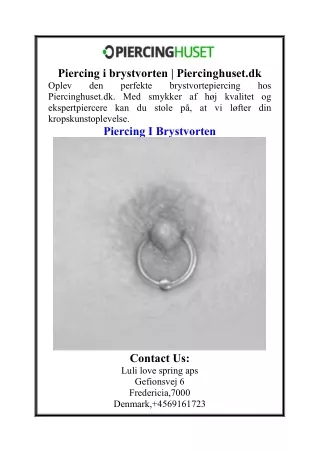 Piercing i brystvorten  Piercinghuset.dk