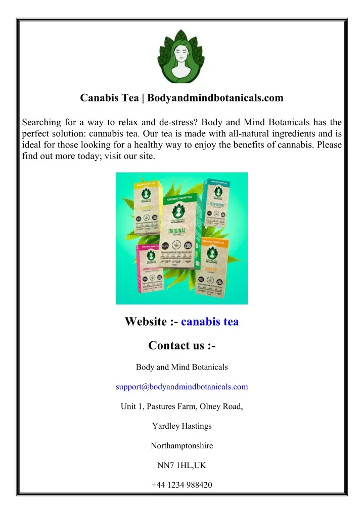 canabis tea bodyandmindbotanicals com