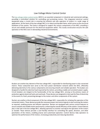 Low Voltage Motor Control Center