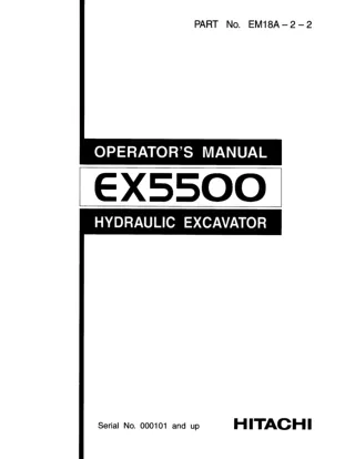 Hitachi EX5500 Hydraulic Excavator operator’s manual Serial No. 000101 and up