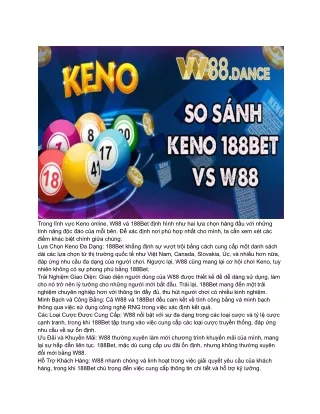 Keno là gì? Làm thế nào để tăng tỷ lệ thắng của bạn tại W88 Dance