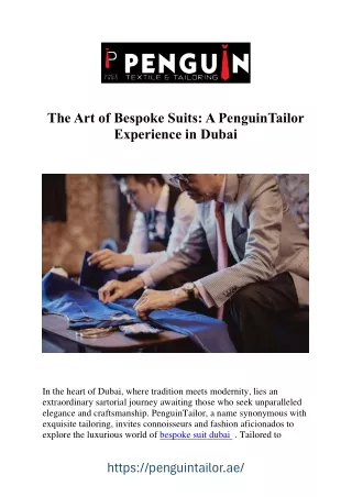 Mastering Elegance: Bespoke Suits Dubai