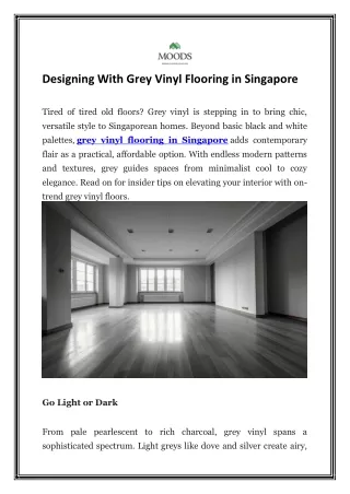 Designing With Grey Vinyl Flooring in Singapore