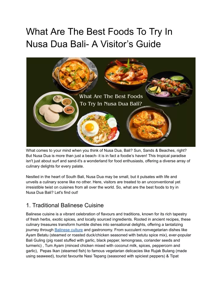 what are the best foods to try in nusa dua bali