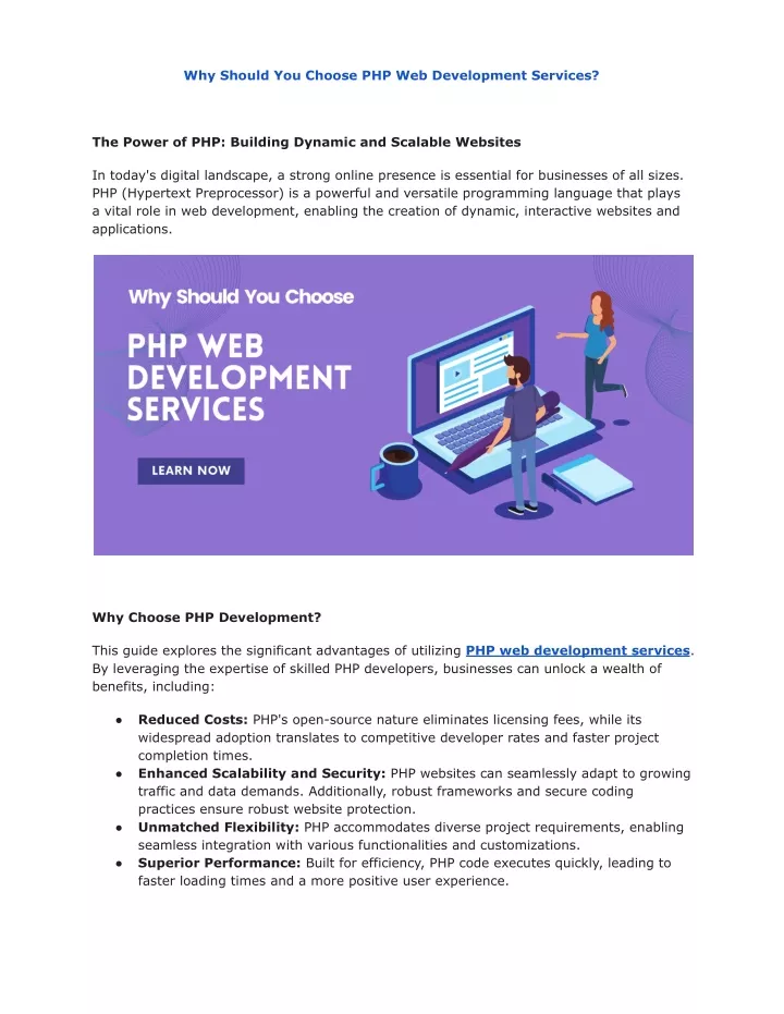 why should you choose php web development services