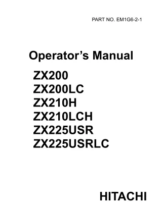 Hitachi ZAXIS 200 Excavator operator’s manual