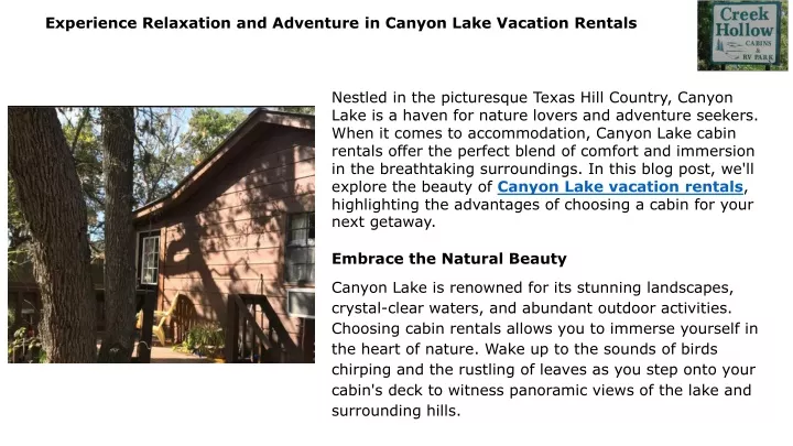 experience relaxation and adventure in canyon