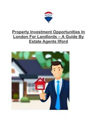 Property Investment Opportunities In London For Landlords – A Guide By Estate Agents Ilford
