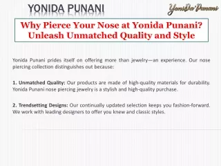 Why Pierce Your Nose at Yonida Punani Unleash Unmatched Quality and Style