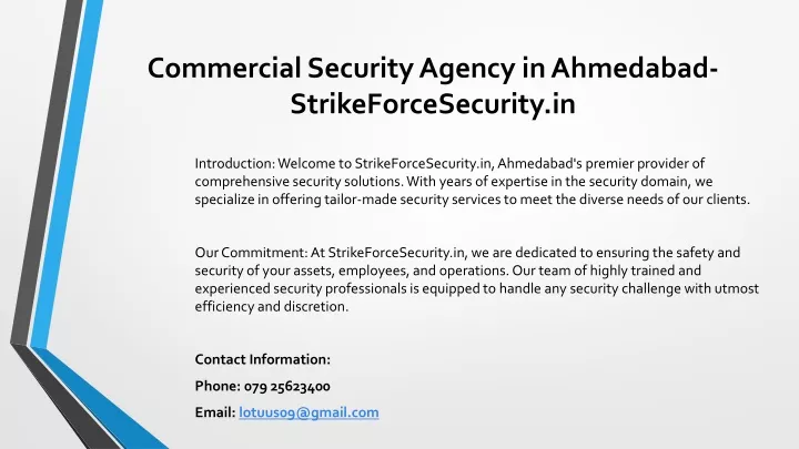 commercial security agency in ahmedabad strikeforcesecurity in