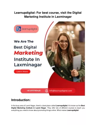 Learnupdigital: For best course, visit the Digital Marketing Institute in Laxmin