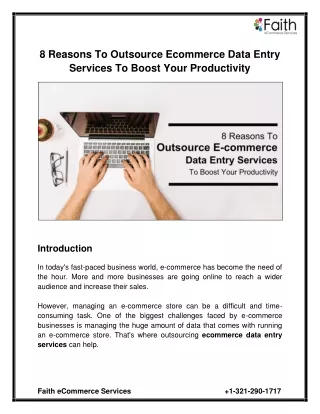 8 Reasons To Outsource Ecommerce Data Entry Services To Boost Your Productivity