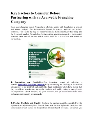 Key Factors to Consider Before Partnering with an Ayurvedic Franchise Company