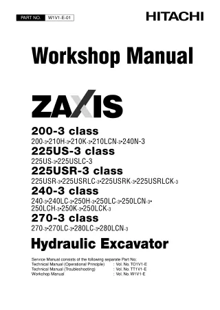 HITACHI ZAXIS 270-3 CLASS EXCAVATOR Service Repair Manual