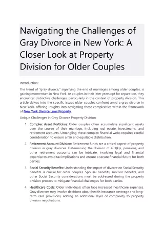 New York Divorce Laws Property