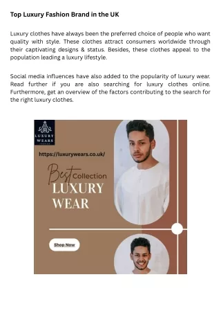 Top Luxury Fashion Brand in the UK