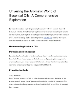 Unveiling the Aromatic World of Essential Oils_ A Comprehensive Exploration
