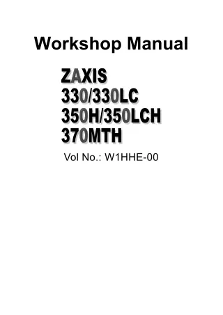 HITACHI ZAXIS 330 EXCAVATOR Service Repair Manual