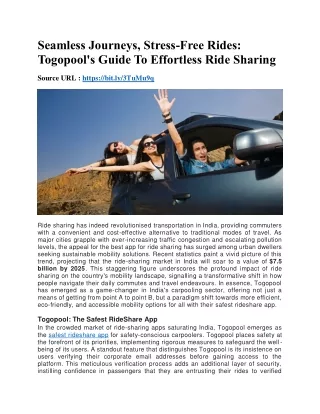 seamless journeys stress free rides togopool