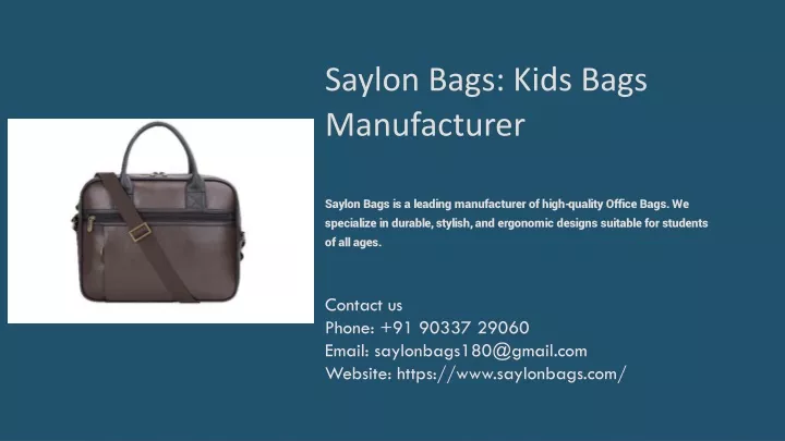 saylon bags kids bags manufacturer