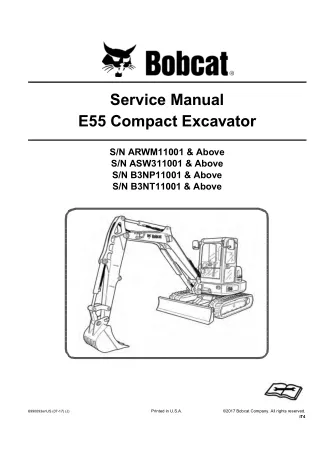 Bobcat E55 Compact Excavator Service Repair Manual (SN ARWM11001 and Above)