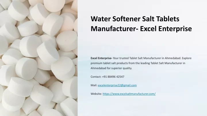 water softener salt tablets manufacturer excel