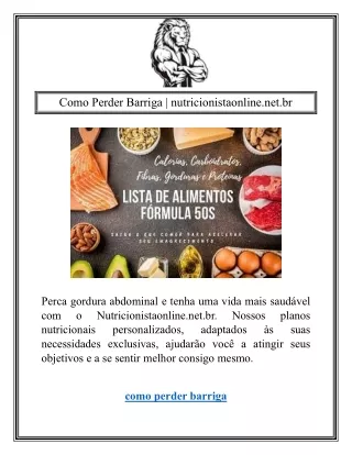como perder barriga nutricionistaonline net br