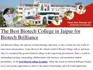 The Best Biotech College in Jaipur for Biotech Brilliance