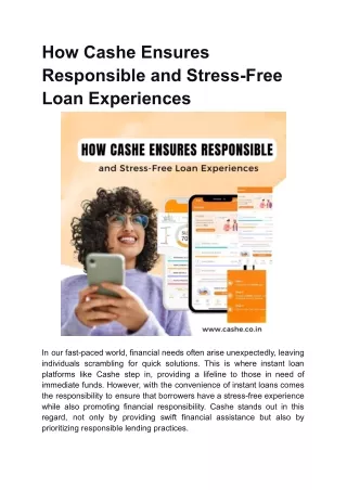 How CASHe Ensures Responsible and Stress-Free Loan Experiences