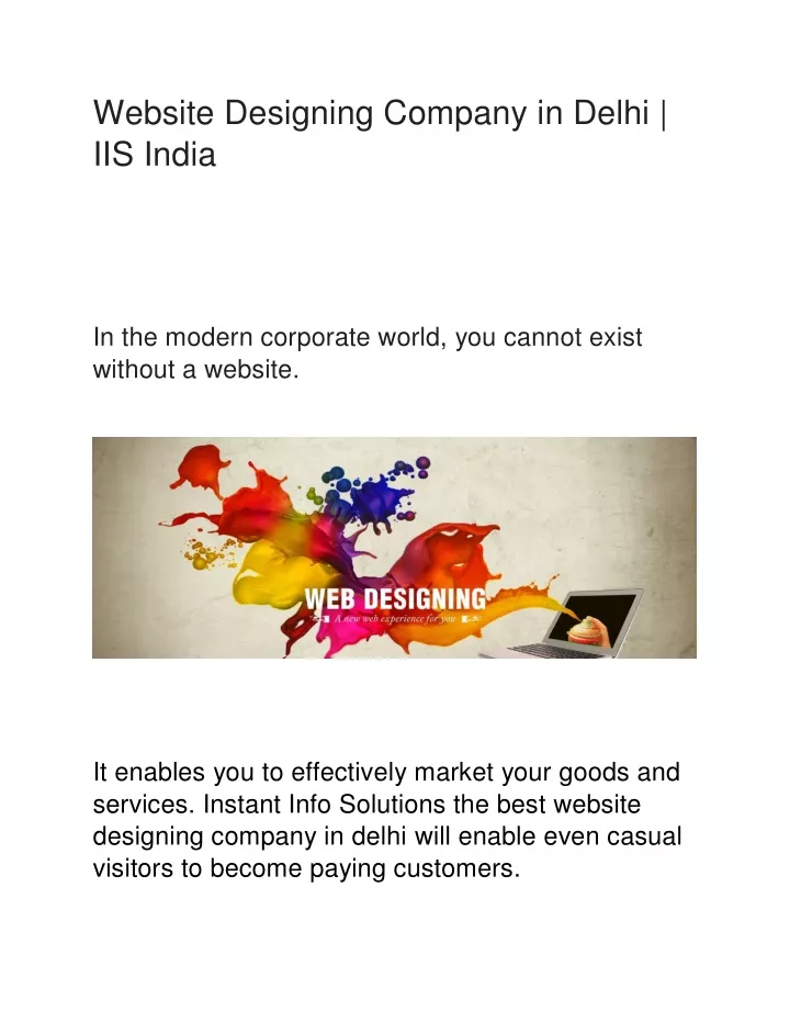 website designing company in delhi iis india